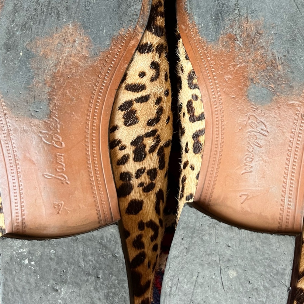 Sam Edelman Loafers Womens 7 Brown Leopard Calf Hair Jordy Slip On Flats Leather - Picture 7 of 8